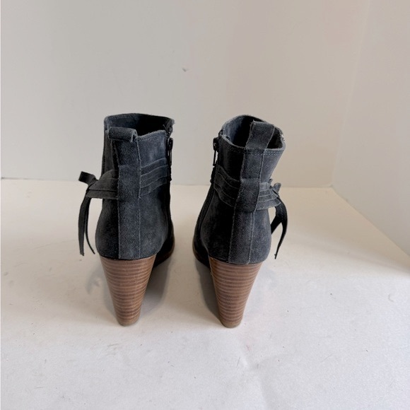 Diba Wrap Around Distressed Suede Leather Wedge Booties Size 8.5 - Picture 8 of 9